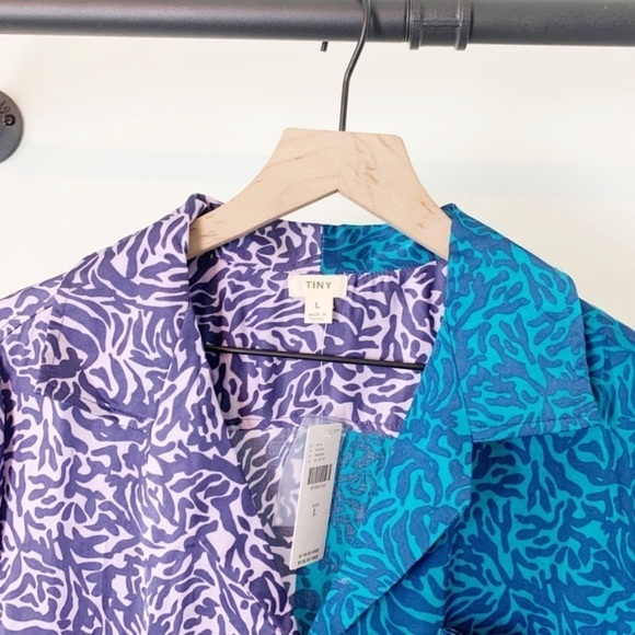 NWT Anthropologie Tiny Postcard Zebra Print Colorblock Button Down Top - Picture 5 of 7